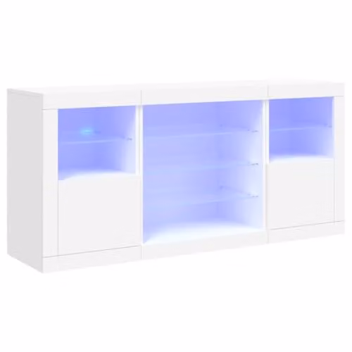 vidaXL Modern White Sideboard with Integrated LED Lights and Ample Storage Space
