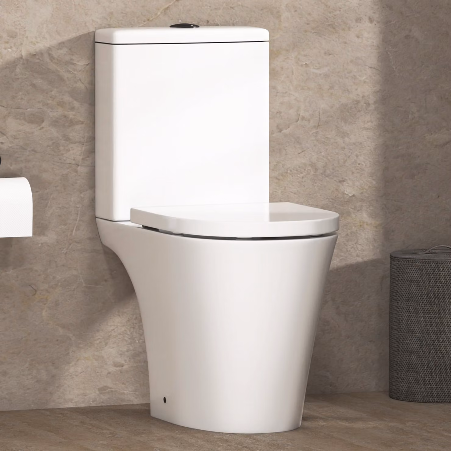 Royal Bathrooms Nova Rimless Close Coupled Ceramic Toilet with Soft Close Seat in White