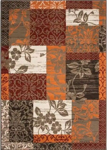 Kukoon Red Terracotta Brown Traditional Patchwork Living Area Rug, W: 280 cm, L: 365 cm – 1