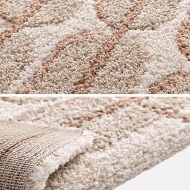 sweeek Indoor Abstract Graphic Pattern Rug in Beige and Pink, W: 120 cm, L: 170 cm