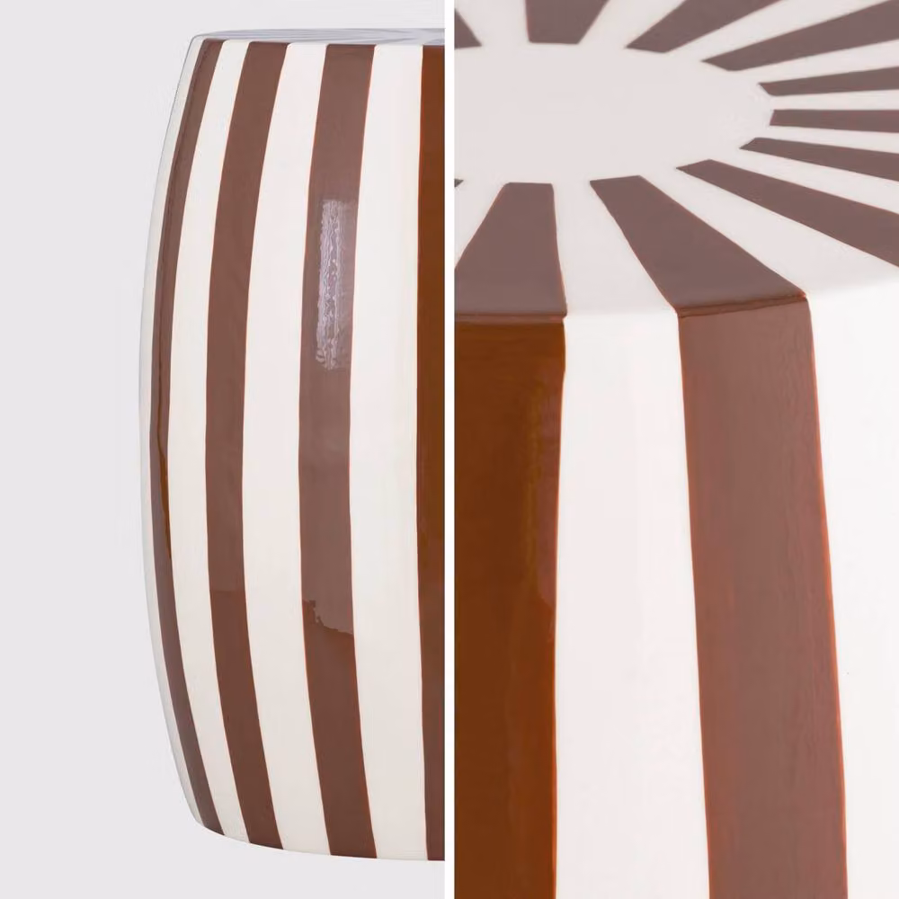 sweeek Modern Round Side Table in Two-Tone Brown Enameled Steel, W/D/H: 35 x 35 x 46 cm – 5