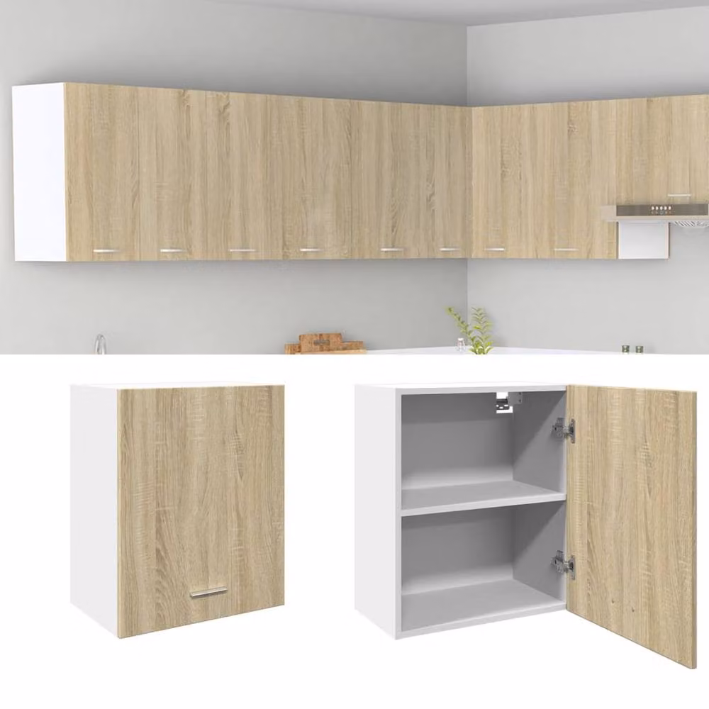 Berkfield Home Lyon Wall Mounted Cabinet in Sonoma Oak, Light Brown, W/D/H: 50 x 31 x 60 cm – 1