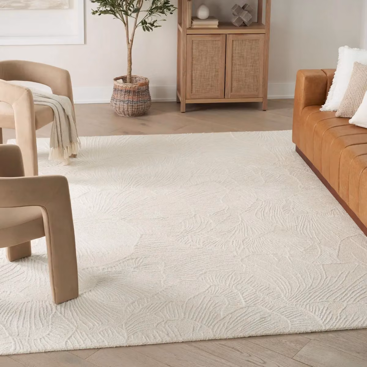 The Rug Shop UK Cream Modern Abstract Hand Tufted Rayon Rug, W: 160 cm, L: 220 cm – 4
