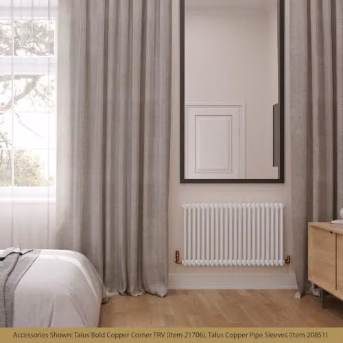 UK Radiators Alpha 2 Column Traditional Cast-Iron Style Steel Radiator in White, W/H: 988 x 600 mm – 2