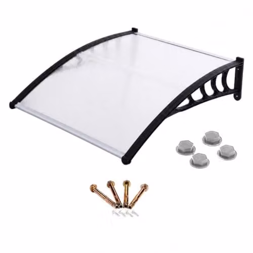 Gr8 Garden Transparent Front Door Canopy Lean To Porch Awning, W: 120 cm, D: 90 cm, H: 47 cm