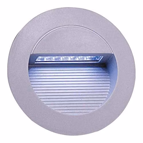 Netlighting Round Recessed LED Step Wall Light, Grey and White Aluminium, IP44