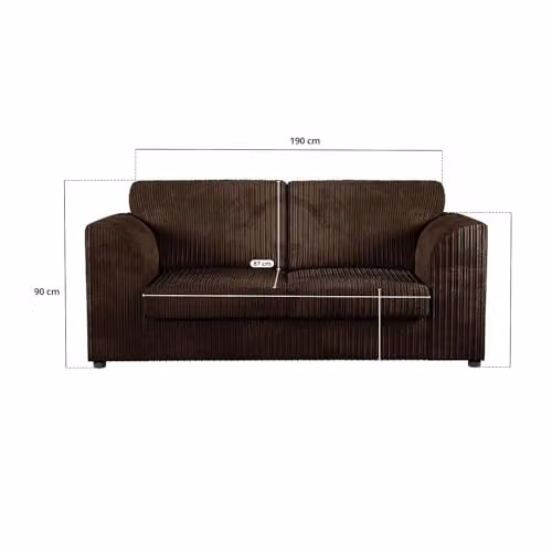 SofaSelectionUk Ltd Jumbo Cord High Back 3-Seater Sofa in Brown – 3