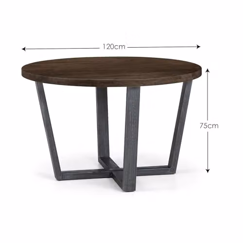 Julian Bowen Brooklyn Round Dining Table, Brown Oak, Diameter: 120 cm – 3