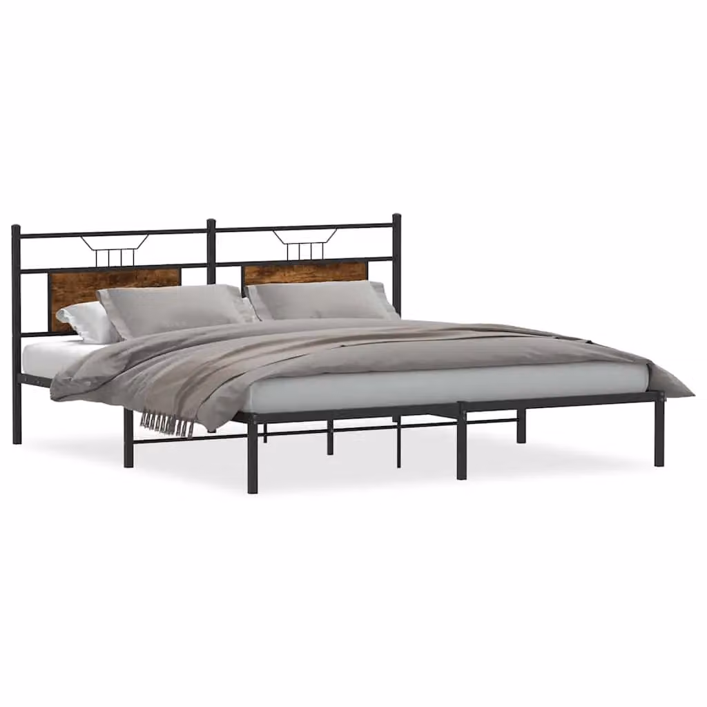 Berkfield Home Bed Frame in Smoked Oak Brown, W/D/H: 183 x 213 x 30 cm – 2