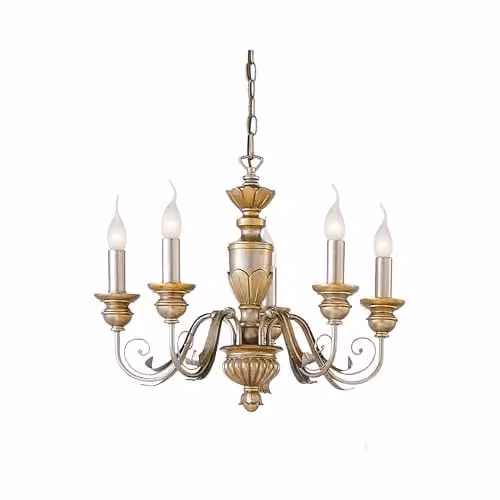 Ideal Lux Dora SP5 Pendant Lamp in Antique Gold Resin and Metal