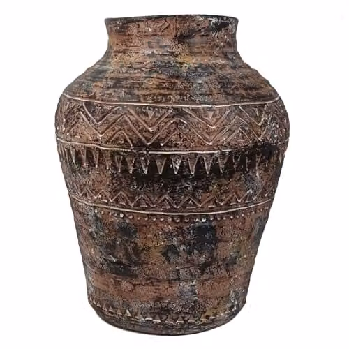 Leaf Aztec Large Composite Textured Plant Pot in Dark Brown, H 40 cm x W 32 cm – 1