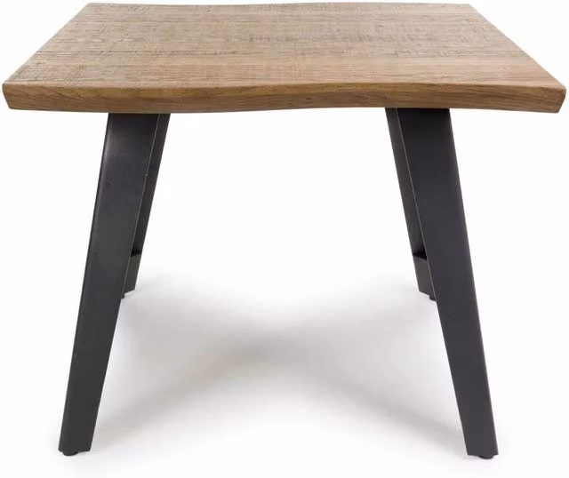 KORVIXA Modern Side Table with Black Metal Frame and Brown Oak Effect Finish, W: 100 cm x D: 100 cm