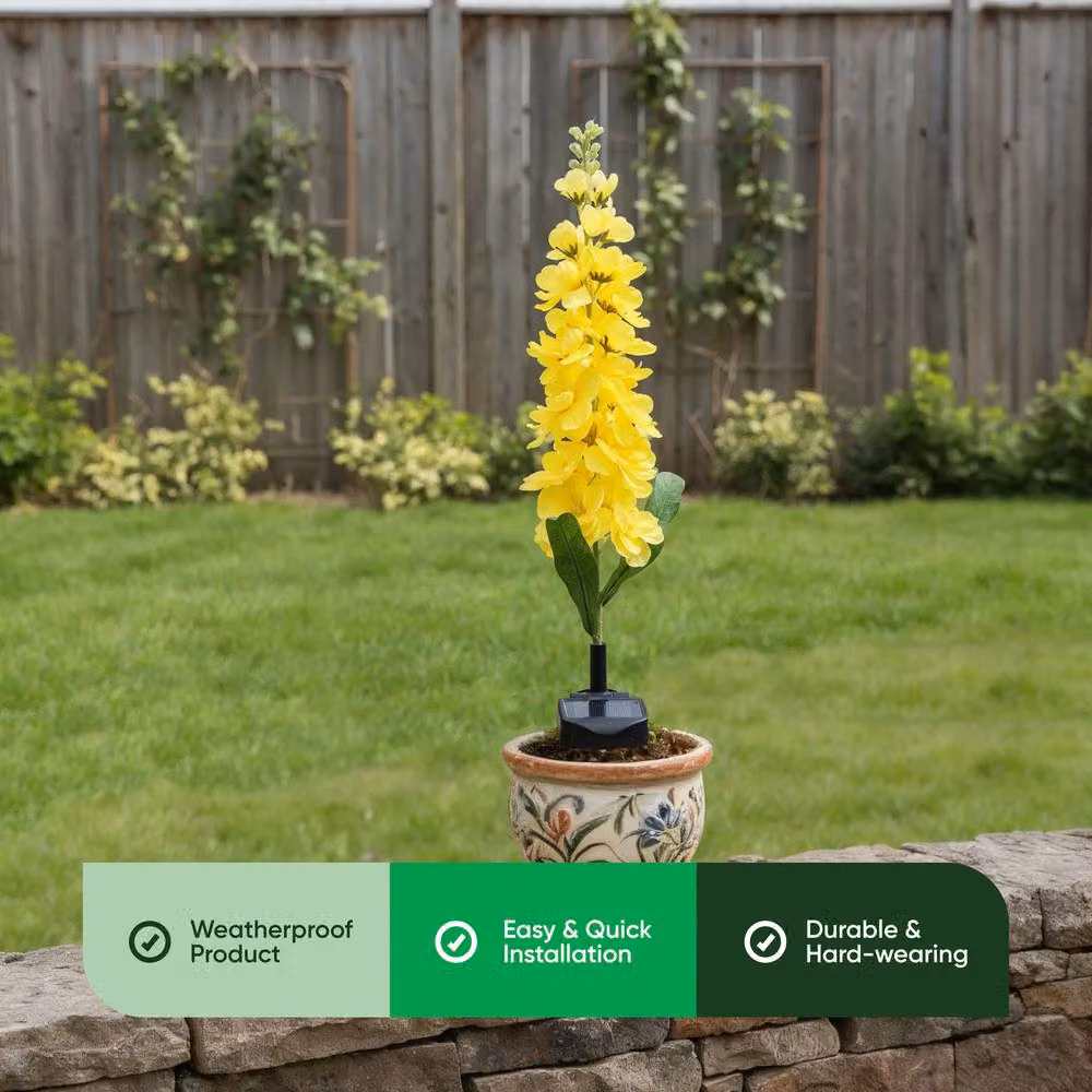 Gardenwize Solar Yellow Delphinium Stake Light with 20 LED Warm White Lights for Garden and Terrace – 2
