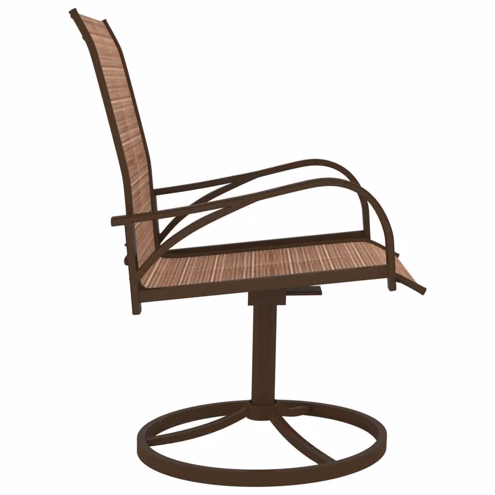 Berkfield Home Garden Modern 360 Degree Swivel Chairs, Set of 2, Brown Textilene and Powder Coated Steel – 3