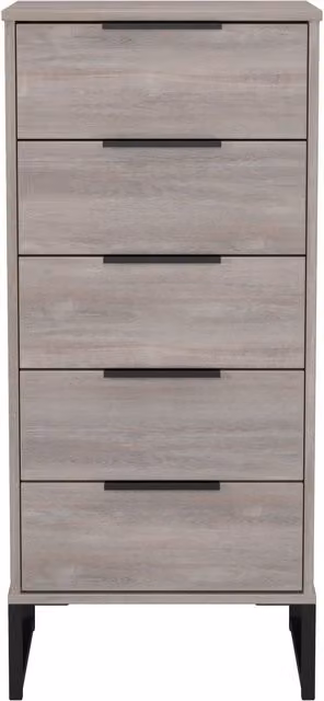 Ready Assembled 2 U Fuji 5 Drawer Tallboy in Light Grey with Soft Close Drawers