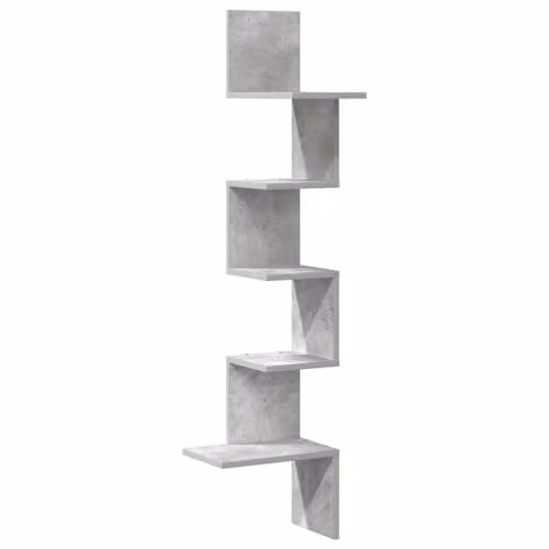 vidaXL Wall Mounted Corner Shelf in Concrete Grey, W/D/H: 32 x 32 x 127.5 cm