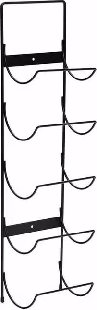 FORGEVIO Wall Mounted 5 Bottle Wine Rack in Matt Black Metal and Glass – 1