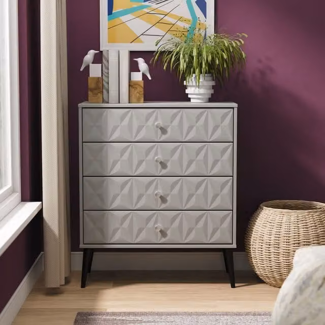 Ready Assembled 2 U Toledo 4 Drawer Chest in Dark Grey and Black – 1