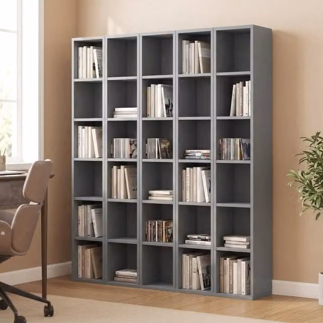 STILVORA Set of 2 Grey CD Storage Units with Adjustable Shelves – 1