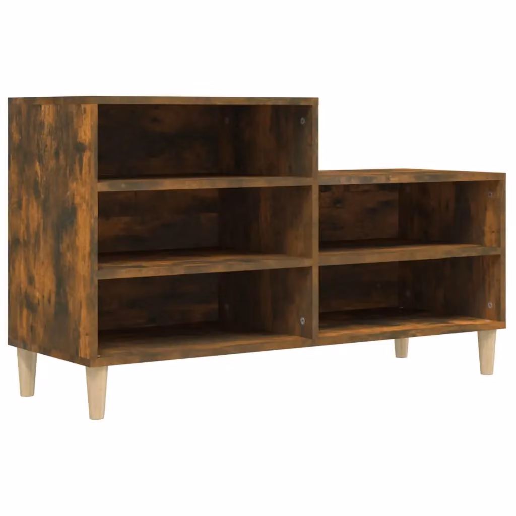 Berkfield Home Smoked Oak Shoe Cabinet in Brown, W/D/H: 102 x 36 x 60 cm – 2