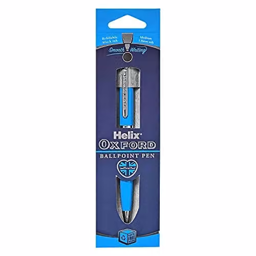 Helix Oxford Premium Metal Ballpoint Pen in Silver with Blue Ink – 1