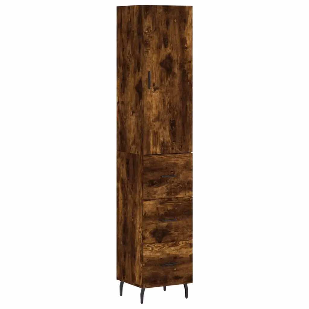 Berkfield Home Smoked Oak Highboard in Brown, W/D/H: 34.5 x 34 x 180 cm – 2