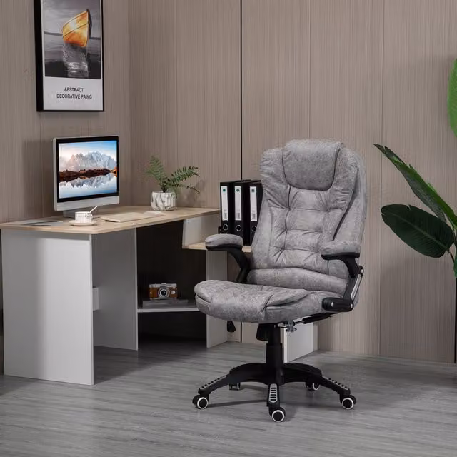 Vinsetto Grey Fabric High Back Swivel Task Chair with Armrests and Castors for Home Office