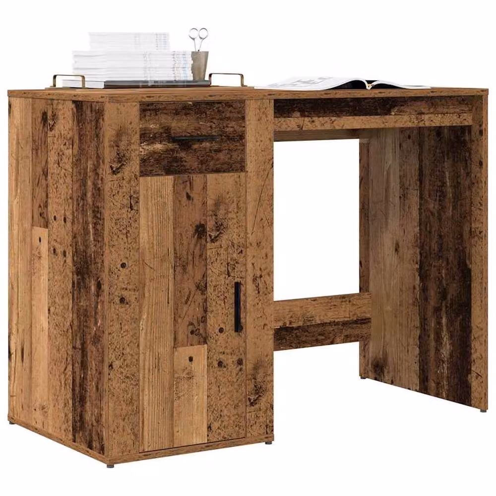 Berkfield Home Elegant Writing Desk in Brown Old Wood, W/D/H: 100 x 49 x 75 cm – 2