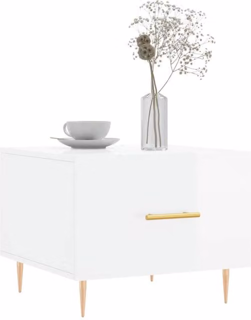 Berkfield Home Set of 2 High Gloss White Decorative Coffee Tables, W/D/H: 50 x 50 x 40 cm