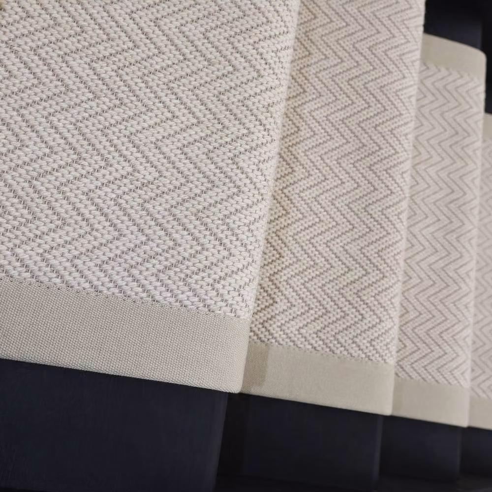 RainbowHome Savoy Herringbone Wool Stair Runner with 100% Sand Cotton Border in Beige, W: 70 cm, L: 700 cm – 3