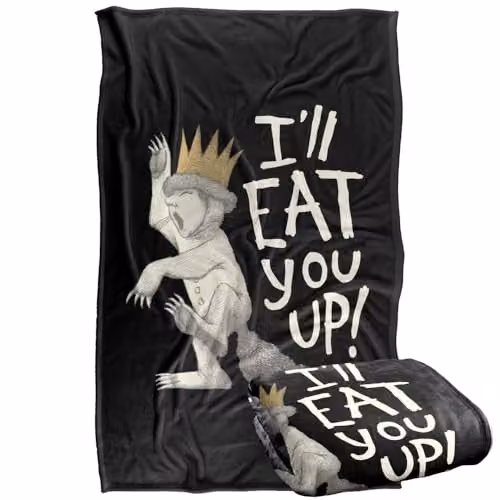 LOGOVISION Where The Wild Things Are Eat You Up Super Soft Fleece Throw Blanket, Multicolour, W: 91 cm, D: 147 cm – 1