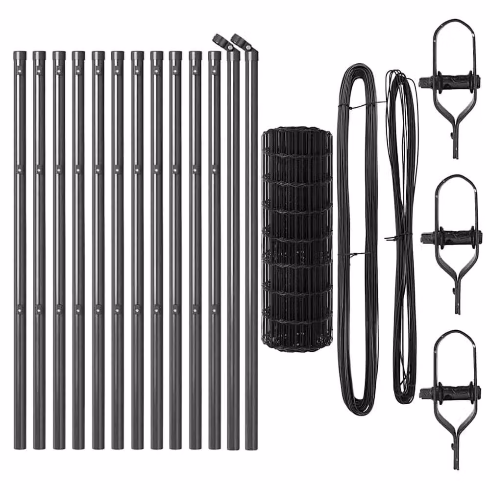 Berkfield Home Euro Fence with 13 Round Posts, Grey Galvanised Steel, 0.6 x 25 m – 4