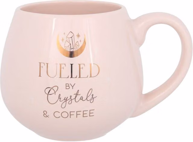 Something Different Crystals and Coffee Round Bone China Mug in Pink and Gold, 500 ml