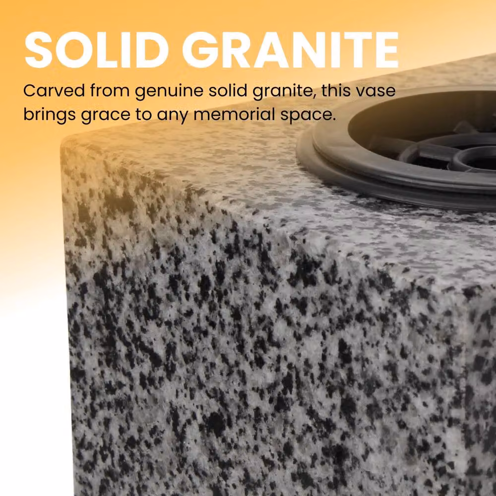 Novecrafto Classic Square Granite Memorial Vase in Grey and Black Stone for Cemetery or Garden – 5