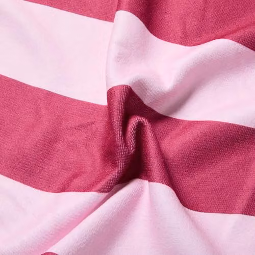 OHS Striped Microfibre Beach Towel for Adults in Burgundy and Pink, W: 75 cm, L: 215 cm – 3