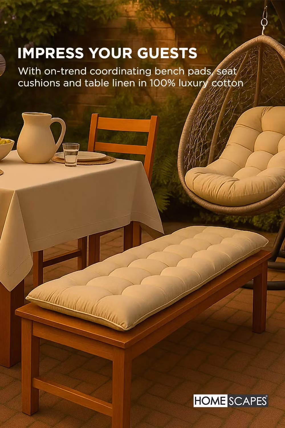 Homescapes Luxury Egg Chair Cushion in Beige, Round W/D/H: 80 x 80 x 120 cm – 3