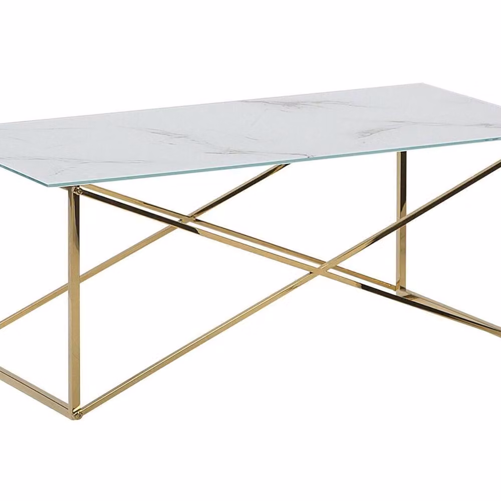 Wyld and Coco Rectangular White and Gold Coffee Table W/D/H: 100 x 50 x 40 cm – 2
