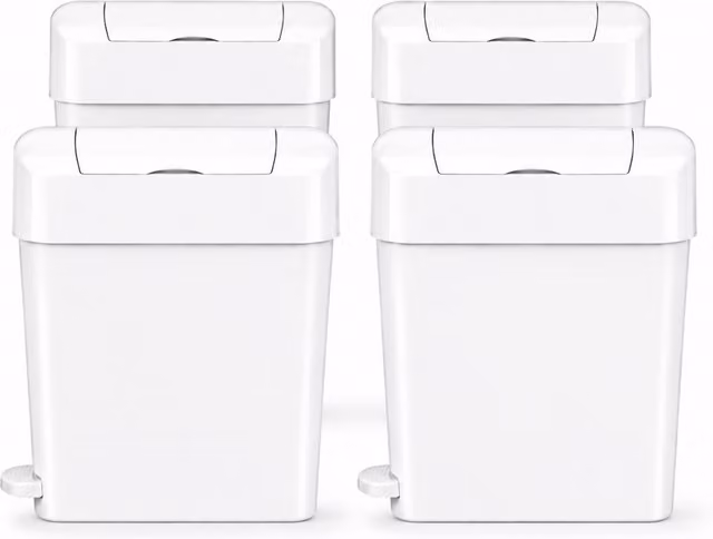 ProKleen 22L Sanitary Waste Bin with Foot Pedal, White, Pack of 4