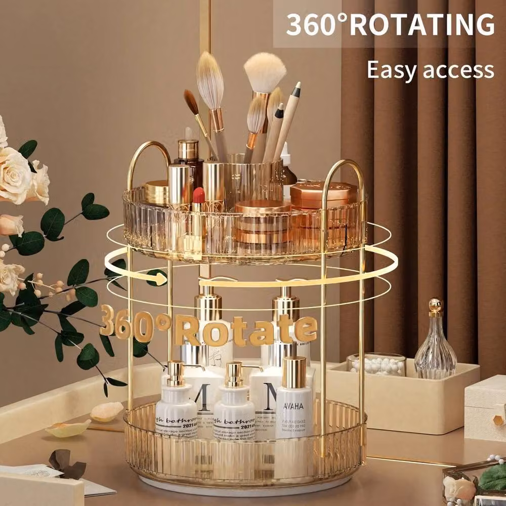 KORVIXA Gold Cosmetic Storage Box and Perfume Display Stand – 3