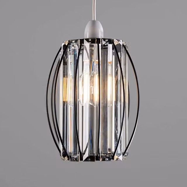 Giggi Modern Cylinder K9 Crystal Light Shade in Black and Transparent