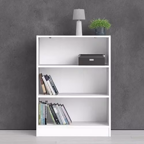 Furniture To Go Basic Low Wide Bookcase with 2 Shelves in White – 5
