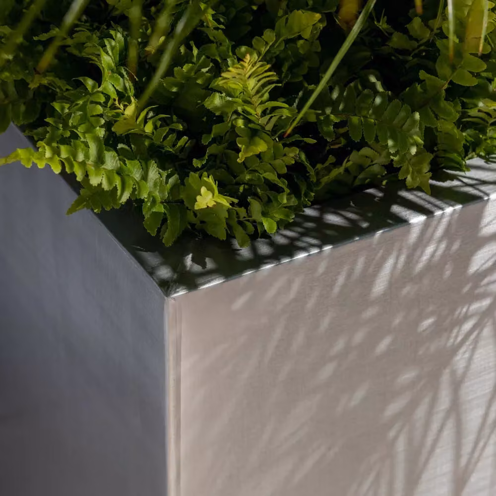 Primrose Silver Galvanised Steel Cube Planter Pot 30cm – 5