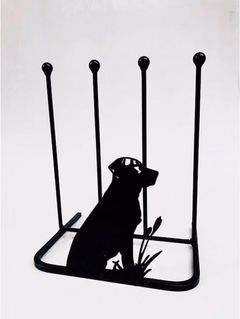 Poppyforge Labrador 2 Pair Boot Rack in Black Metal, W: 38 cm, D: 30.4 cm, H: 48.3 cm