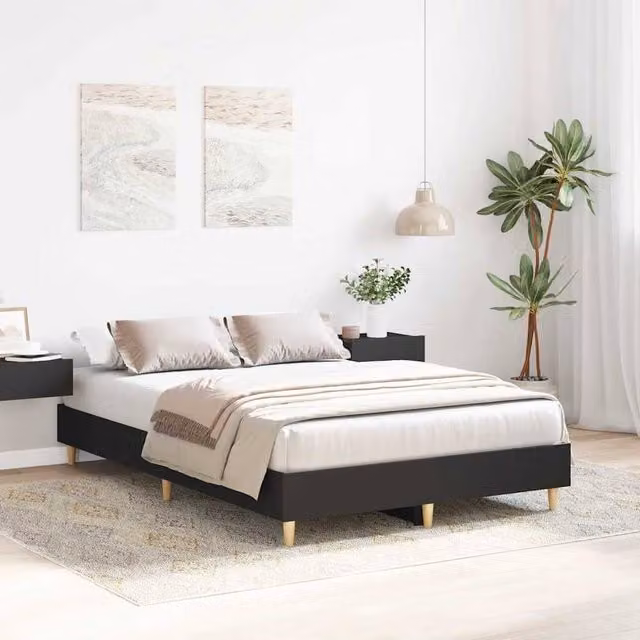 Berkfield Home Durable Small Double Bed Frame, Black, W/D/H: 120 x 190 x 25 cm – 1