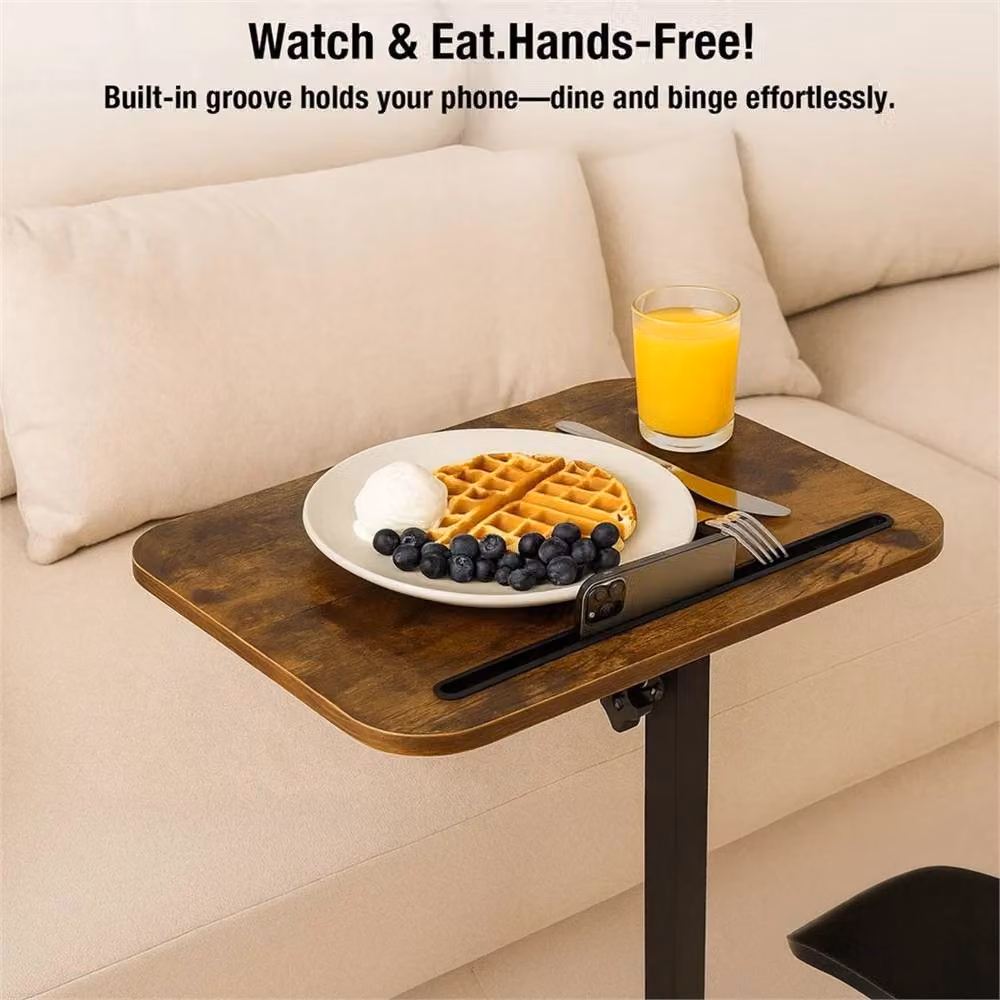 SPETLEK Adjustable Brown Sofa Side End Table with Rotating Top and Height Adjustment – 2