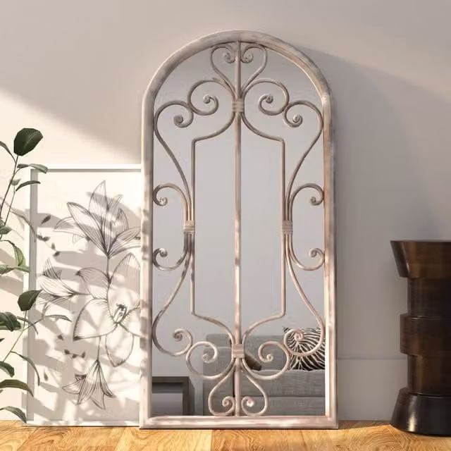Berkfield Home Sand Mirror in Beige, Rectangular Metal Wall Mirror, W: 100 cm, H: 45 cm – 1