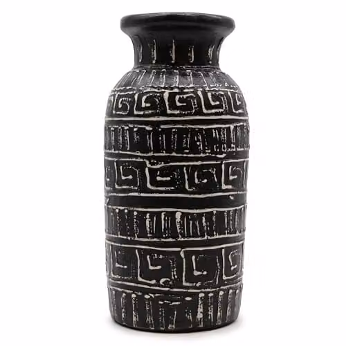 KDMD Greek Geometric Ceramic Tabletop Vase in Brown and Black, H 32.0 cm x W 15.0 cm x D 15.0 cm – 1