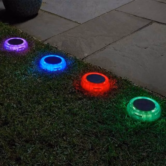 Garden Mile Set of 4 Solar LED Garden Lights in White and Multicolour
