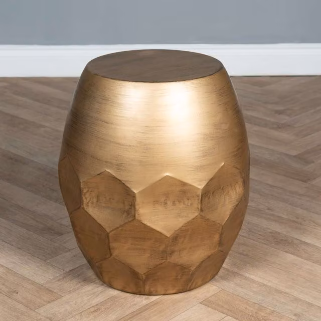 Elm Home And Garden Gold Metal Round Side Table, W/D/H: 40 x 40 x 45 cm