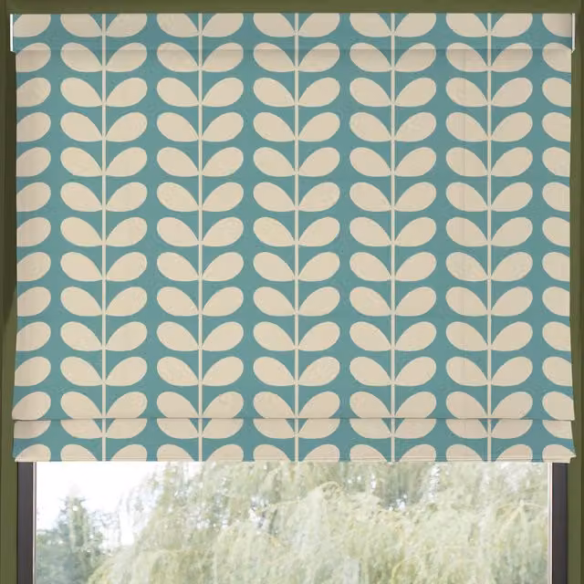 Orla Kiely Solid Stem Made to Measure Blackout Roman Blind in Duckegg Blue